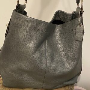 Coach Elegant Gray Leather Shoulder Bag, like new condition no wear